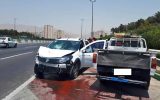 تصادف شدید رنو با میتسوبیشی با یک رخمی در تهران +عکس ها