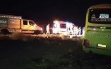تصادف شدید اتوبوس با تریلی در اتوبان زنجان