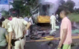 12 مسافر اتوبوس مسافربری زنده زنده در آتش خودرو سوختند
