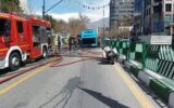 آتش سوزی یک دستگاه اتوبوس بی آر تی