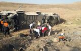 واژگونی مرگبار اتوبوس در محور آباده-اصفهان
