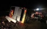 واژگونی اتوبوس در قزوین با ۳ فوتی و ۲۲ مجروح