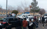 تصادف زنجیره ای در خیابان بهمنیار تهران