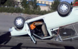 واژگونی خودرو سواری 5 مصدوم در اصفهان به جا گذاشت